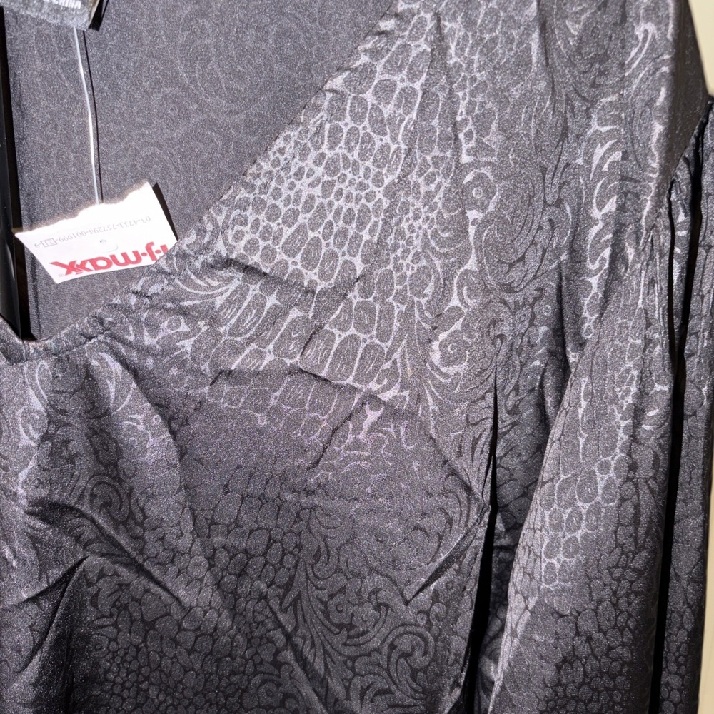 Rachel‎ Zoe Black Satin Blouse V-Neck Long Sleeve XL - Picture 2 of 8